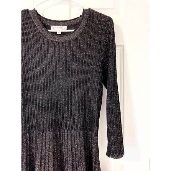 NWT $128 Nanette Lepore Size M Chocolate Brown Fit & Flare Shimmer Knit Dress - Picture 3 of 9